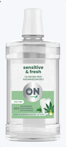WhiteON On Care, Płyn do płukania jamy ustnej z olejem CBD `Sensitive & Fresh`