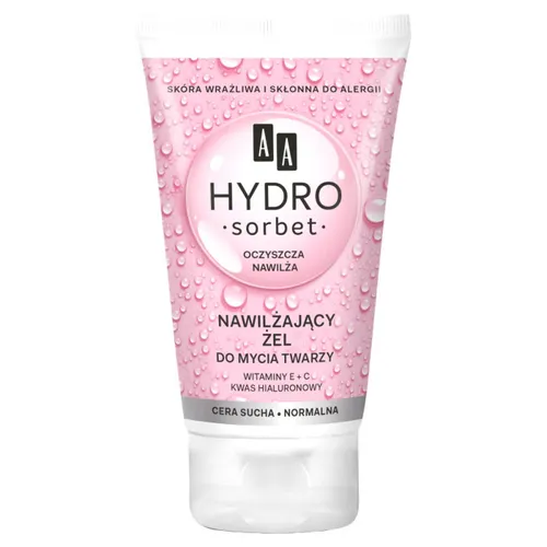 AA Hydro Sorbet, Nawilżający żel do mycia twarzy cera sucha i normalna