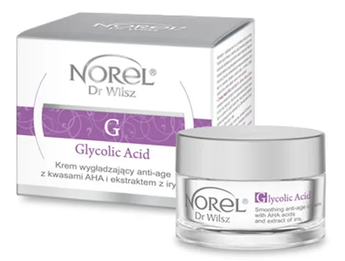 Norel Dr Wilsz Glycolic Acid, Krem wygładzający anti-age z kwasami AHA i ekstraktem z irysa
