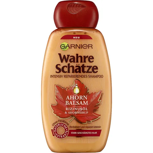 Garnier Wahre Schätze, Shampoo Ahorn Balsam (Regenerujący szampon do włosów z syropem klonowym)
