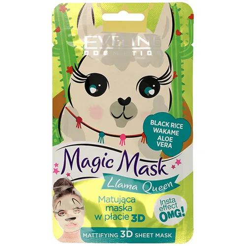 Eveline Cosmetics Magic Mask, Matująca maska w płacie 3D `Lama Queen`
