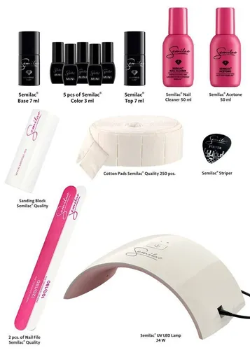 Semilac Individual, Zestaw startowy z lampą LED 24W do manicure hybrydowego - 2
