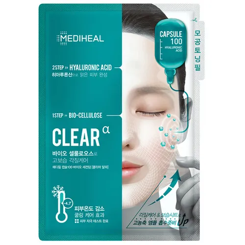 Mediheal Capsule 100 Hyaluronic Acid, Clear 2-step Mask (Nawilżająca maska 2-etapowa z kwasem hialuronowym)