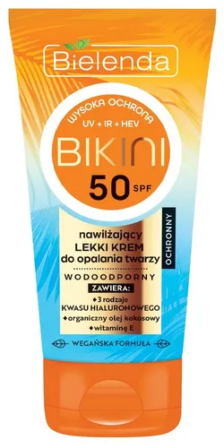 Bielenda Bikini, Nawilżający lekki krem do opalania twarzy SPF 50