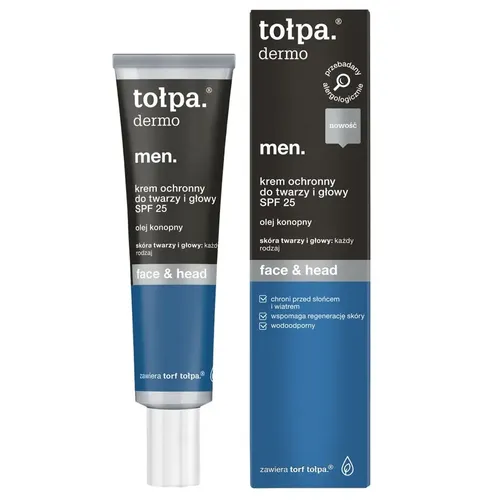 Tołpa Dermo Men, Face & Head,  Krem ochronny do twarzy i głowy SPF 25