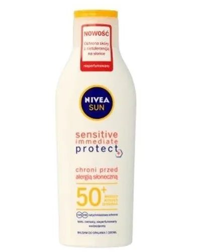 Nivea Sun, Senstive Immediate Protect, Balsam do opalania chroniący przed alergią słoneczną SPF 50