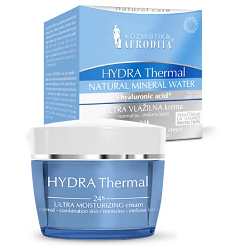 Kozmetika Afrodita (Afrodita Cosmetics) Hydra Thermal, 24h Ultra Moisturising Cream for Normaln to Combination Skin (Nawilżający krem dla skóry normalnej i mieszanej)