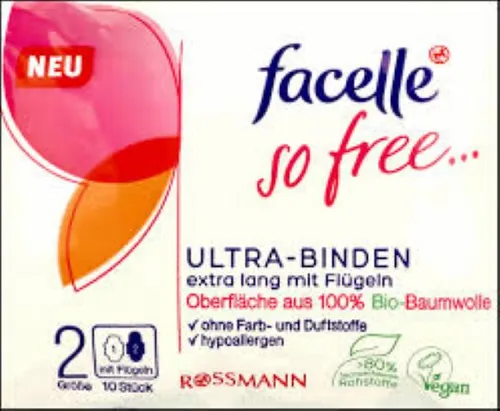 Facelle So Free...Ultra -Binden Extra Lang mit Flugeln (Podpaski ultra extra długie ze skrzydełkami)