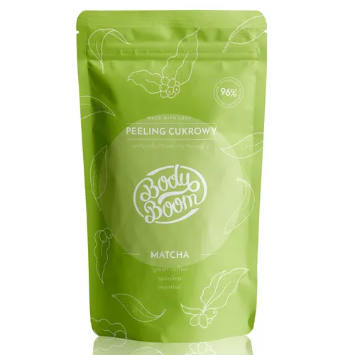 BodyBoom Matcha, Zielonooki Kompan, Peeling cukrowy antycellulitowo-stymulujący
