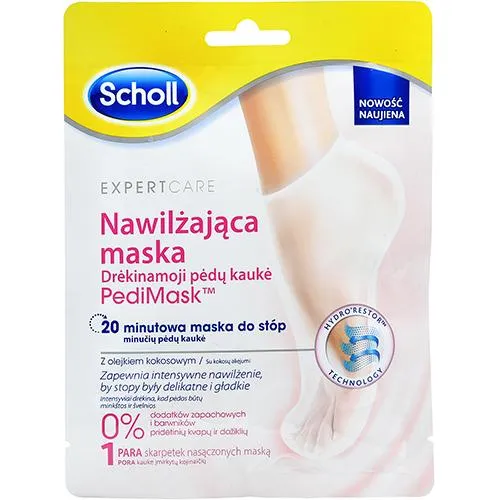 Scholl Expert Care, Nawilżająca maska - skarpetki do stóp z olejkiem kokosowym