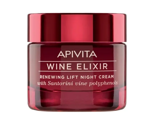 Apivita Wine Elixir Cream, Renewing Lift Night Cream (Przeciwzmarszczkowy krem do twarzy na noc z polifenolami wina Santorini)