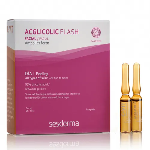 Sesderma Acglicolic Flash, Ampollas Forte (Ampułki z witaminą C i 10% kwasu glikolowego)