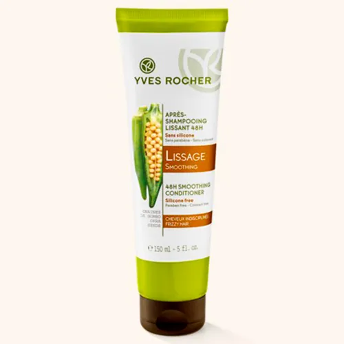 Yves Rocher Lissage [Smoothing], Apres-Shampooing Lissage 48H [48H Smoothing Conditioner] (Wygładzająca odżywka do włosów z ziarnami gombo)