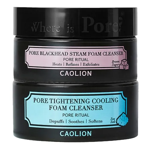 Caolion Where is Pore?, Hot & Cool, Pore Foam Cleanser Duo (Duet pianek oczyszczających pory skóry z efektem rozgrzewającym i chłodzącym)