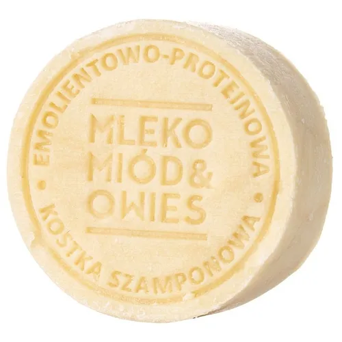 Ministerstwo Dobrego Mydła Mleko, miód i owies, Emolientowo-proteinowy szampon w kostce - 2