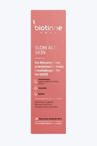 Biotinne Care Slow Age Skin, Bio aktywny krem przeciwzmarszczkowy i rewitalizujący 40 + na dzień