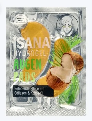 Isana Hydrogel Augen Pads Collagen & Kokos-ol (Hydrożelowe płatki pod oczy z olejem kokosowym i kolagenem)