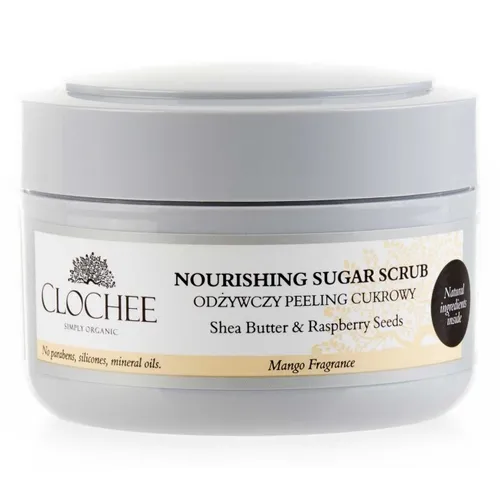 Clochee Shea Butter & Raspberry Seeds, Nourishing Sugar Scrub (Odżywczy peeling cukrowy)