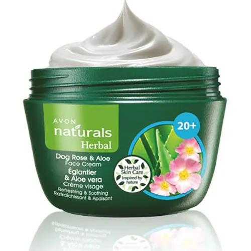 Avon Naturals Herbal 20+, Dog Rose & Aloe Face Cream (Nawilżająco - matujący krem do twarzy `Dzika róża i aloes`)