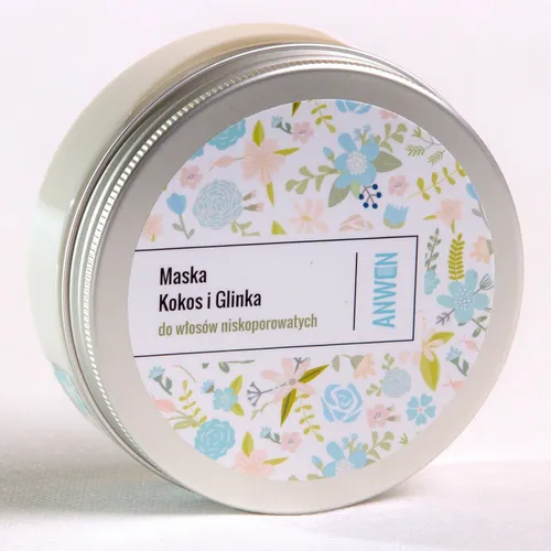 Anwen Maska do włosów niskoporowatych 'Kokos i glinka' - 2