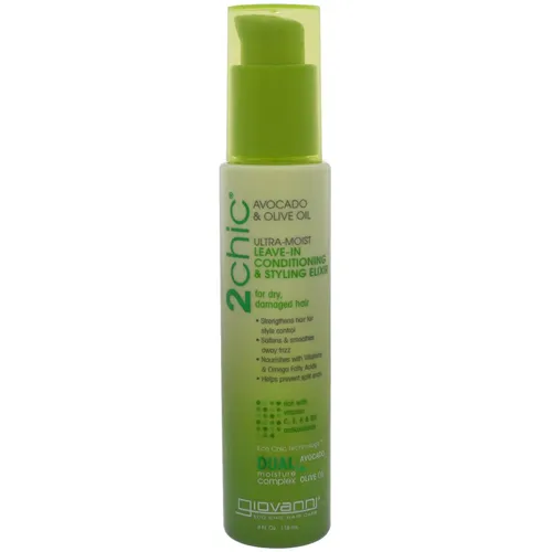 Giovanni 2chic, 4 Fluid Ounce, Avocado and Olive Oil Ultra-Moist Leave in Conditioning and Styling Elixir (Fluid nawilżający i kondycjonujący do włosów)