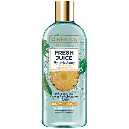 Bielenda Fresh Juice, Rozświetlający płyn micelarny z bioaktywną wodą cytrusową `Sok z ananasa + kwas laktobionowy i micele` - 2
