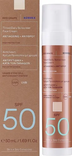 Korres Red Grape Tinted Daily Sunscreen Face Cream SPF 50 (Koloryzujący krem ochronny do twarzy SPF50)