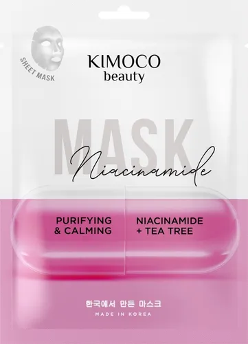 Kimoco Beauty Niacinamide Mask (Oczyszczająco-kojąca maska w płachcie z niacynamidem i ekstraktem z drzewa herbacianego)