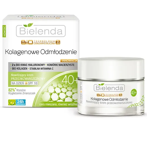 Bielenda Biotechnologia Ciekłokrystaliczna 7D 40+ Kolagenowe Odmłodzenie, Nawilżający krem przeciwzmarszczkowy na dzień