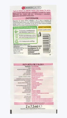 Alterra Anti-Age, Intensywna maseczka nawilżająca Q10 `Orchidea Bio` - 2