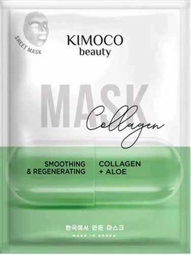 Kimoco Beauty Collagen Mask (Wygładzająco- regenerująca maska do twarzy w płachcie z kolagenem i aloesem)