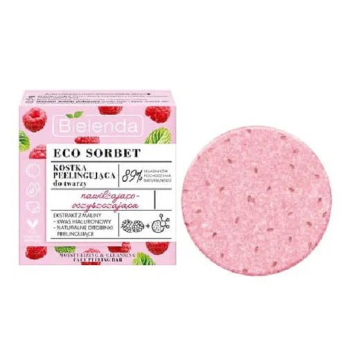 Bielenda Eco Sorbet, Nawilżająco-oczyszczająca kostka peelingująca do twarzy `Malina`