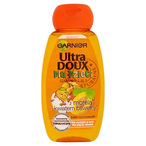 Garnier Ultra Doux Dla Dzieci, Szampon 2 w 1 z morelą i kwiatem bawełny (nowa wersja)