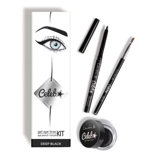 Lovely Celeb Kit,  Gel Eyeliner + Eye Pencil + Brush (Żelowy eyeliner + kredka do oczu + pędzelek) - 1