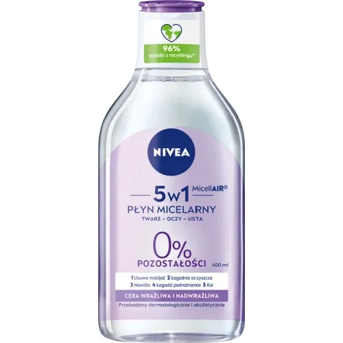 Nivea MicellAir 5w1, Płyn micelarny do cery wrażliwej i nadwrażliwej (stara wersja) - 1