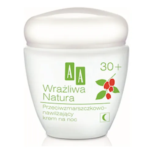 AA Wrażliwa Natura 30+, Przeciwzmarszczkowo - nawilżający krem na noc