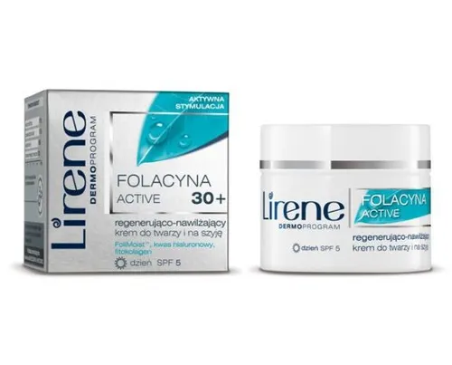 Lirene Dermoprogram Folacyna Active, Regenerująco-nawilżający krem do twarzy i na szyję na dzień