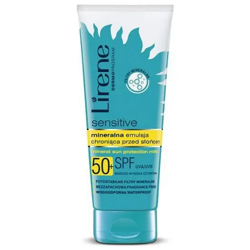 Lirene Dermoprogram Sensitive, Mineralna emulsja chroniąca przed słońcem SPF 50+ (wersja 2011)