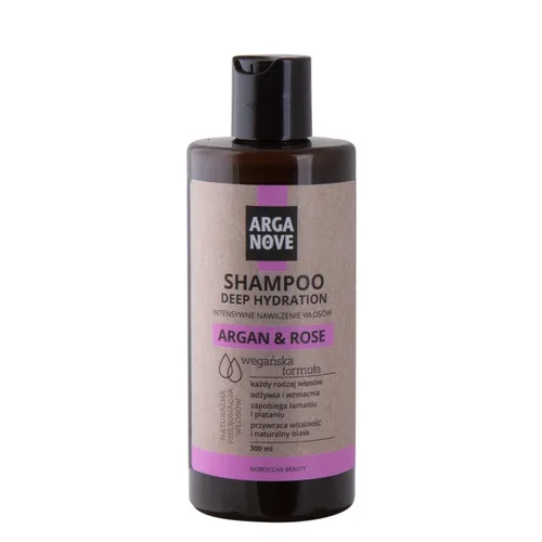 Arganove Shampoo Deep Hydration Argan & Rose (Naturalny szampon intensywnie nawilżający z olejem arganowym, różą damasceńska i białą glinką kaolinową)