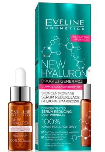 Eveline Cosmetics New Hyaluron, Skoncentrowane serum redukujące głębokie zmarszczki `100% kwas hialuronowy`
