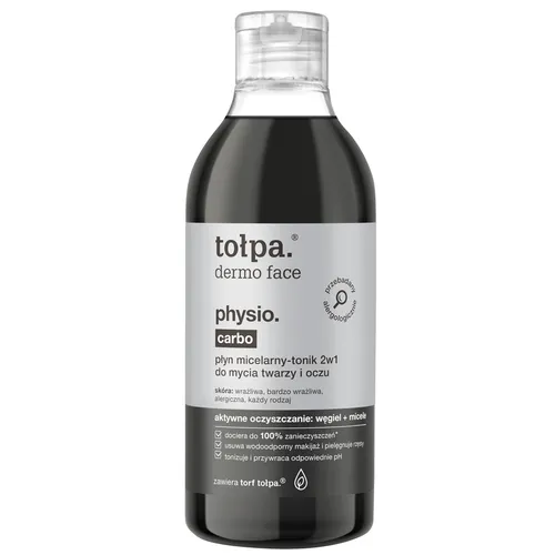 Tołpa Dermo Face, Physio Carbo, Płyn micelarny-tonik 2w1 do mycia twarzy i oczu