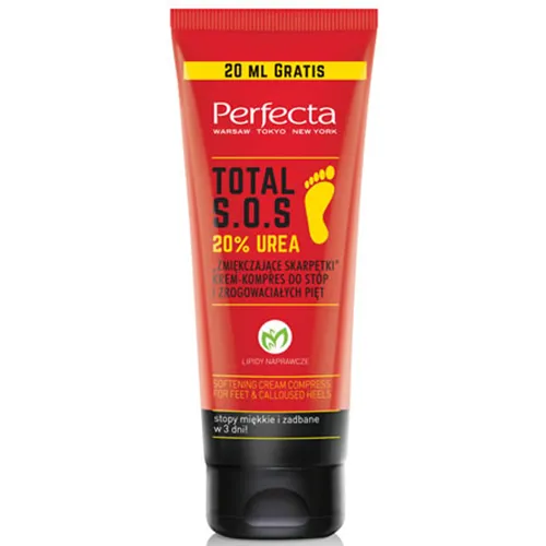 Perfecta Total S.O.S., Krem-Kompres do stóp i zrogowaciałych pięt 20% Urea `Zmiękczające skarpetki`