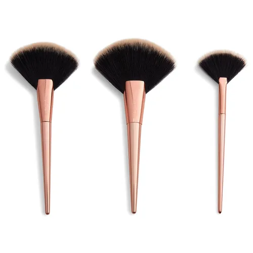 Revolution Beauty (Makeup Revolution) Reloaded Rose Gold, Highlight & Finish Brush Set (Zestaw wachlarzowych pędzli do twarzy)
