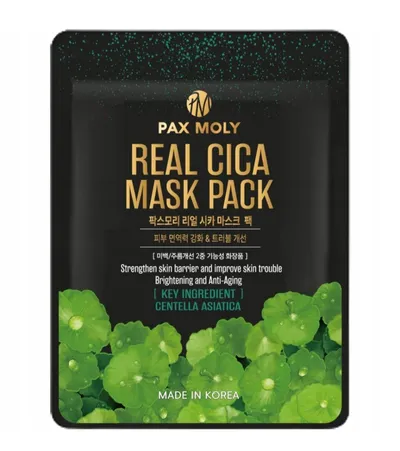 Pax Moly Real Cica, Mask Pack (Rozświetlająco-łagodząca maska w płachcie z ekstraktem z wąkroty azjatyckiej)