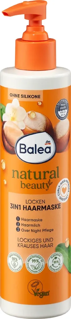 Balea Natural Beauty, Locken 3in1 Hair Mask (Maska do wlosów kręconych 3w1)