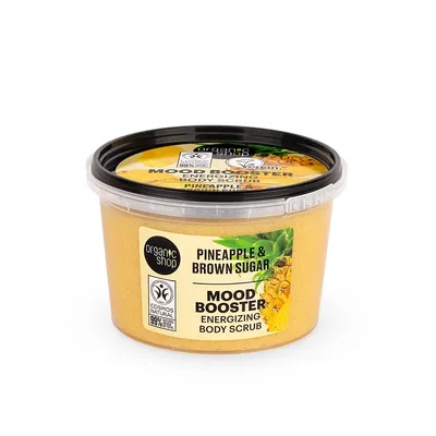 Organic Shop Mood Booster, Pineapple & Brown, Sugar Energizing Body Scrub (Ananas i Brązowy cukier, Energetyzujący peeling do ciała)