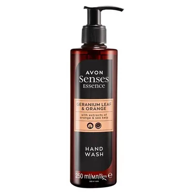 Avon Senses, Essence, Geranium Leaf & Orange, Hand Wash (Liść geranium i pomarańcza, Mydło w płynie do rąk)