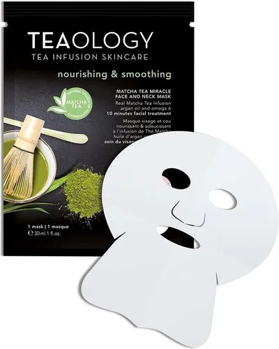 Teaology Tea Infusion Skincare, Nourishing & Smoothing Matcha Tea Miracle Face & Neck Mask (Odżywiająco wygładzająca maska na twarz i szyję z herbatą matcha)