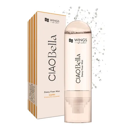 AA Wings of Color Ciao Bella, Capri Pistacchio Caramel, Dewy Fixer Mist (Nawilżająca mgiełka utrwalająca makijaż)
