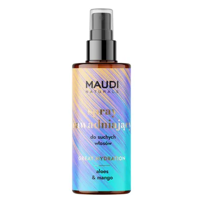Maudi Naturals Great Hydration, Aloes i Mango, Spray nawadniający do suchych włosów